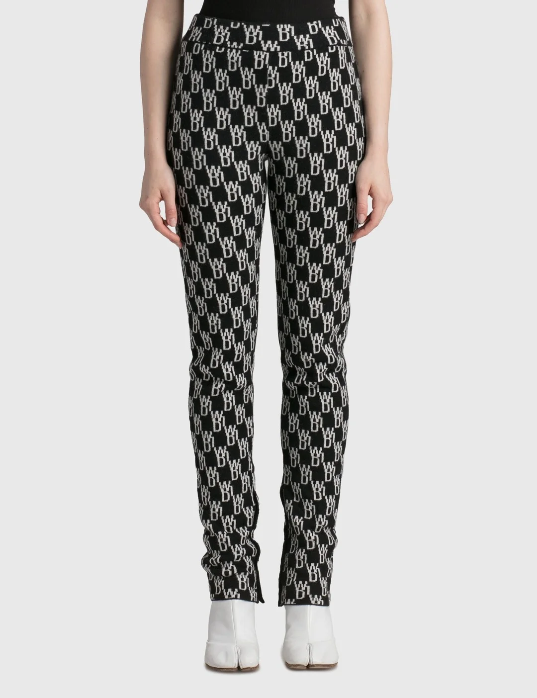 FITTED KNIT JACQUARD TROUSERS - 1