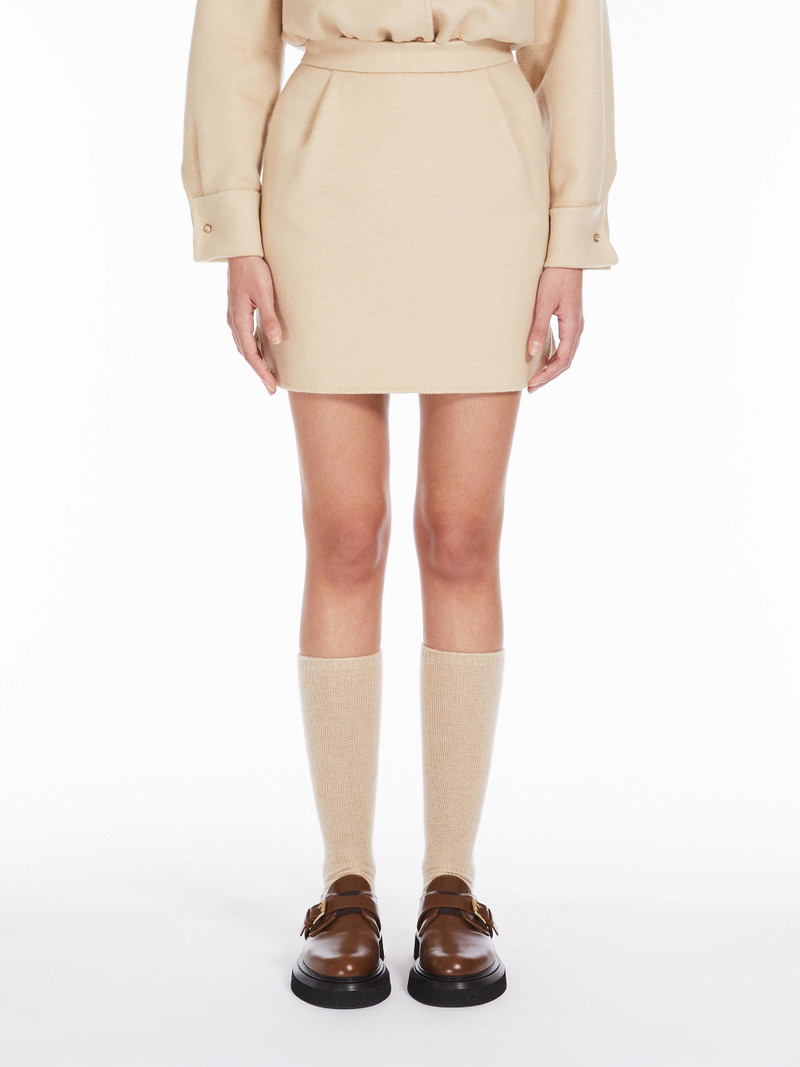 BOBBIO Ivory camel colour mini skirt 3