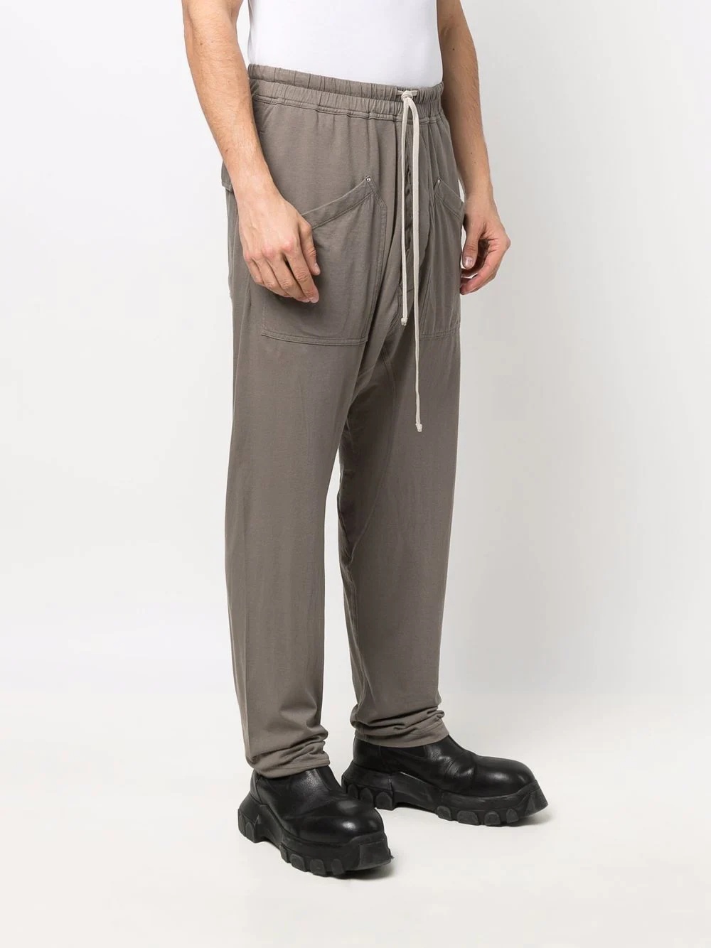 drop-crotch drawstring cotton trousers - 3