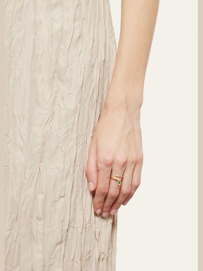 Eva Ring in 18K Solid Yellow Gold with 4.4mm Emerald and Top Wesselton VVS Diamonds 3