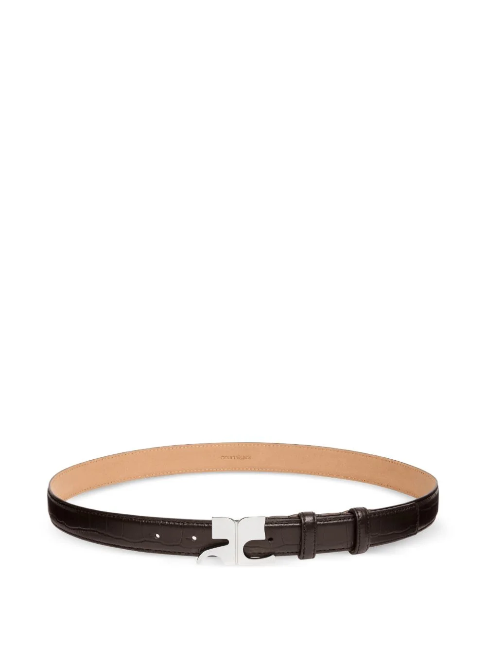 croc-embossed leather belt - 1