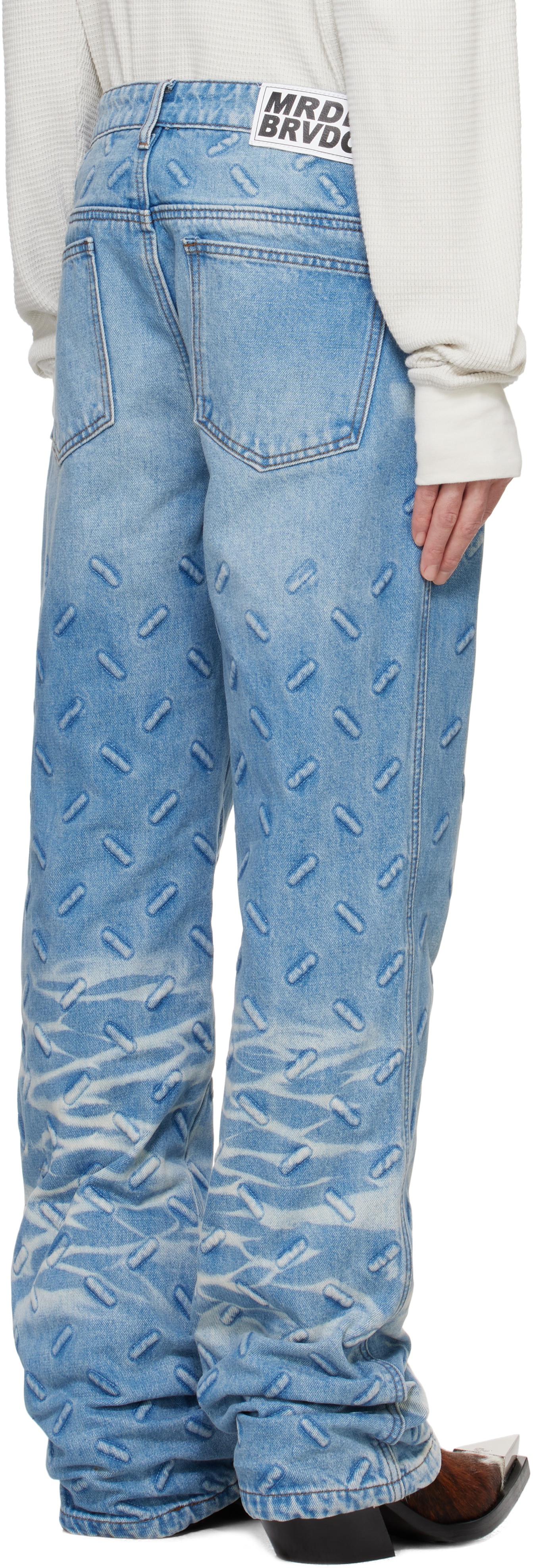 Blue Thread Plate Jeans - 3