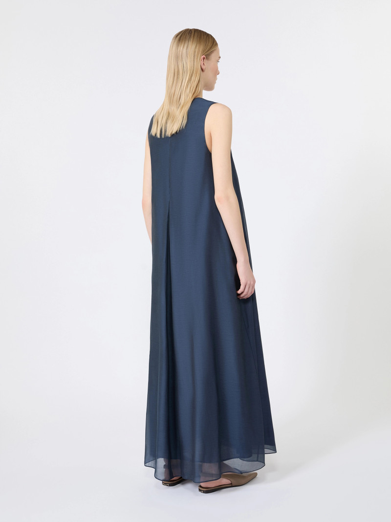 SAMIRA Cotton and silk voile flared dress - MIDNIGHTBLUE 4
