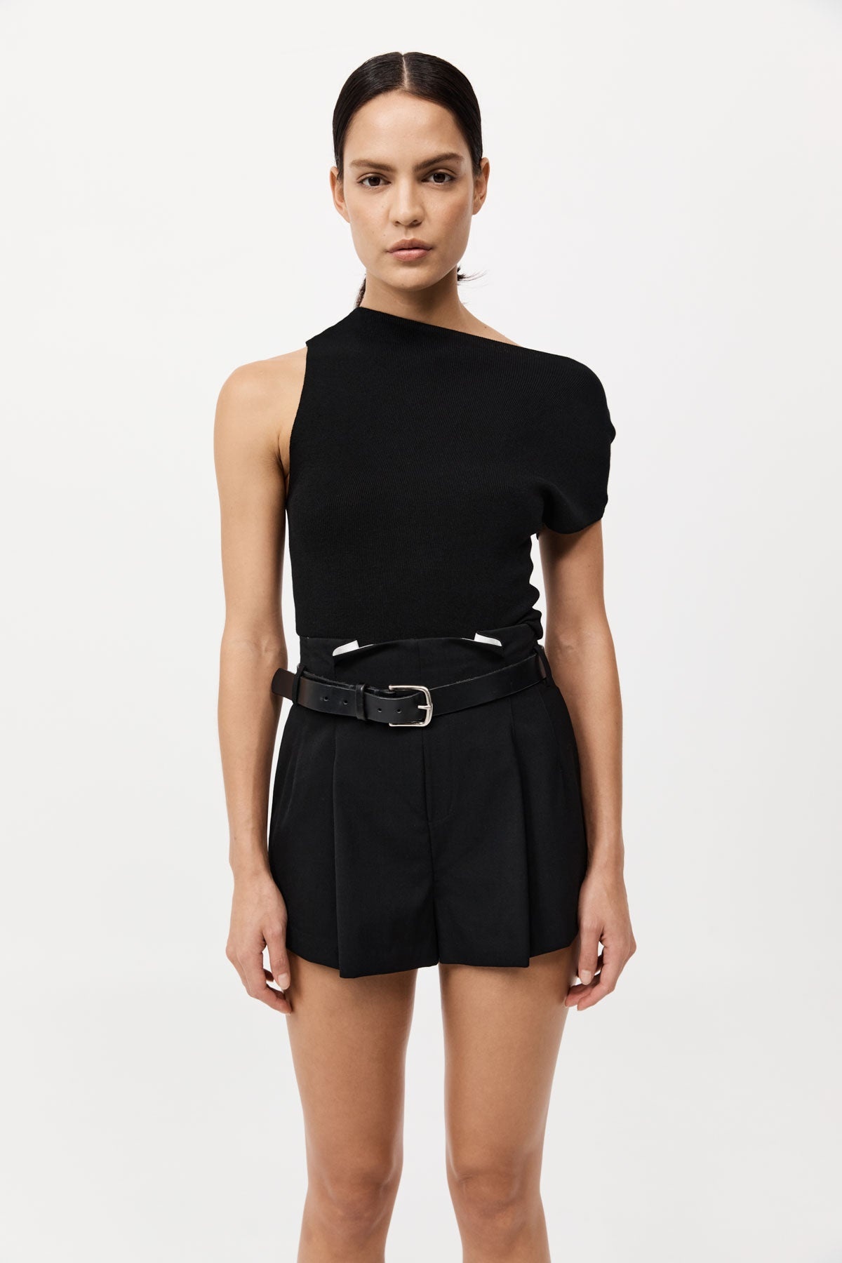 Paperbag Waist Shorts - Black - 2