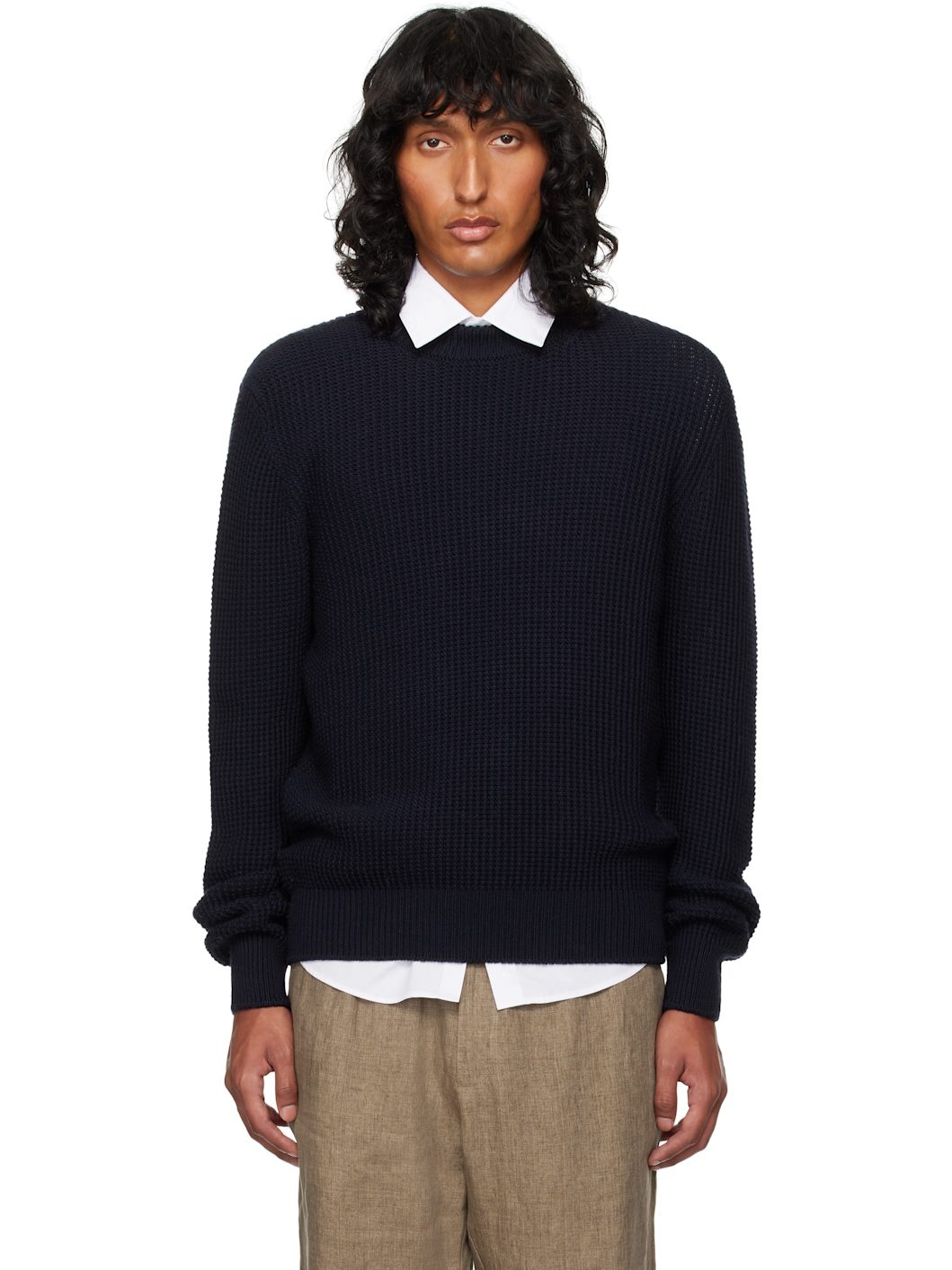 Navy Mariner Mock Neck Sweater - 1