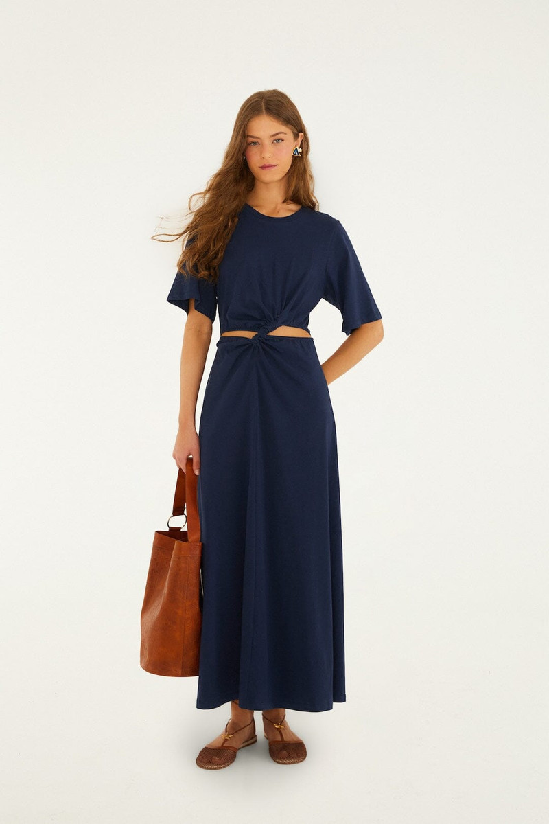 Dark Blue Cut-Out Short Sleeve Maxi Dress 5