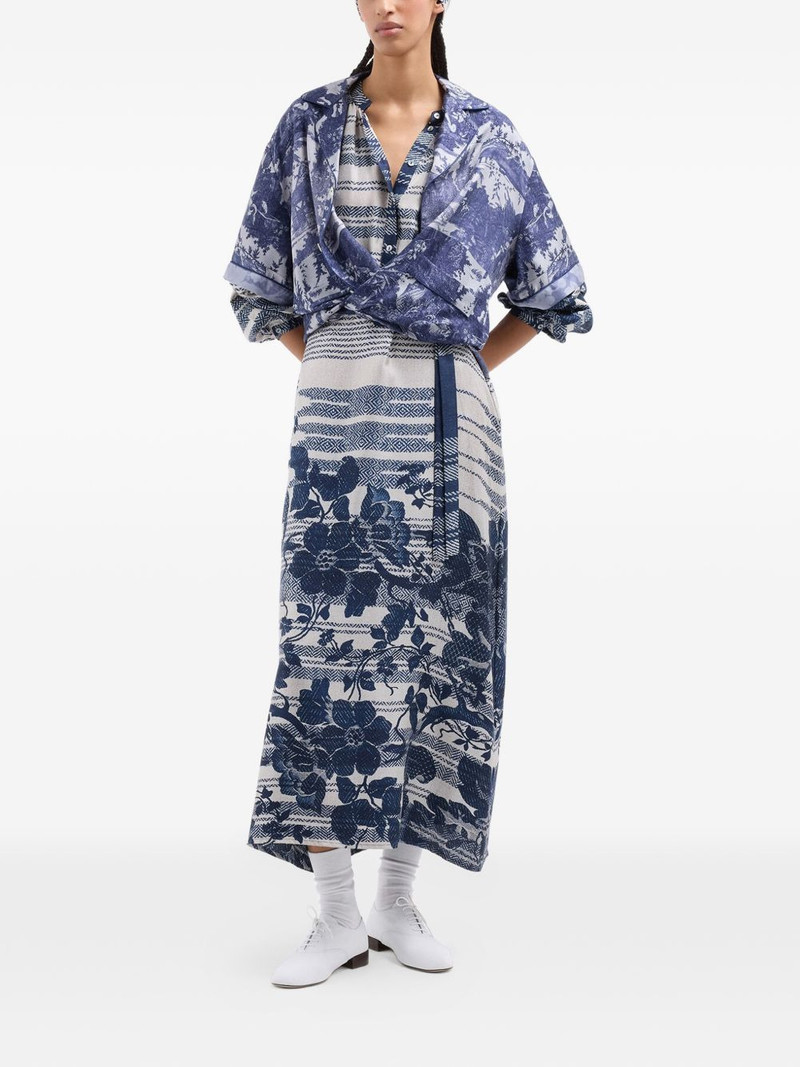 Pierre-Louis Mascia Aloe belted floral-print midi shirt dress outlook