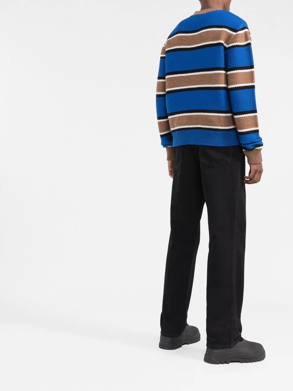 jacquard logo striped jumper - 4