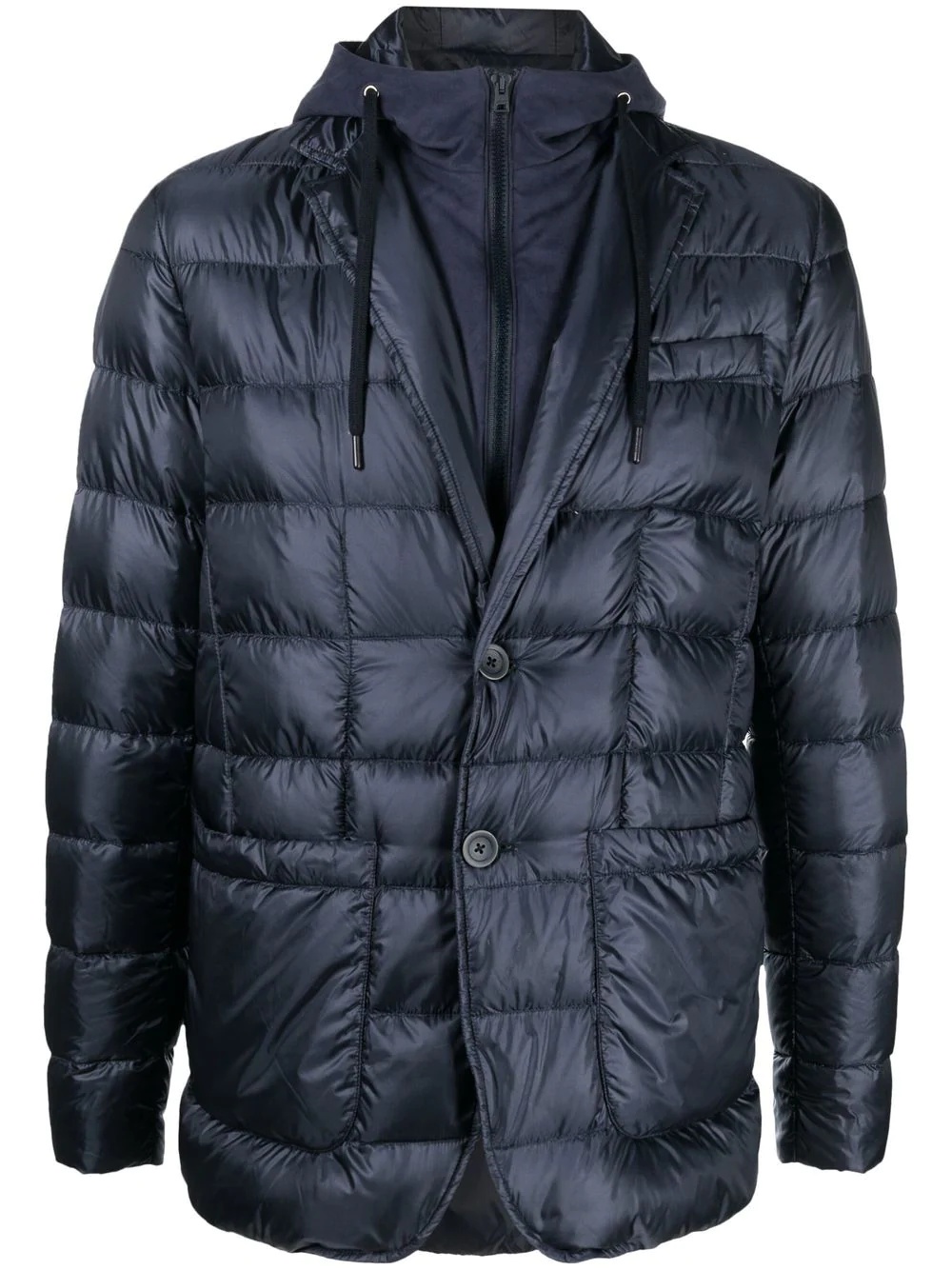 hooded zip-up quilted jacket - 1