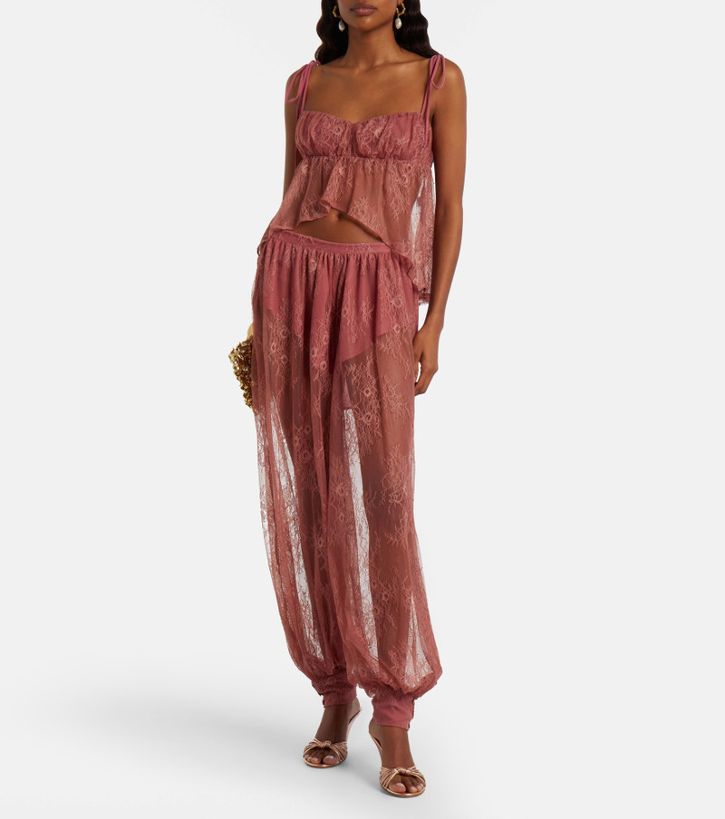 BANANHOT Kendall sheer lace balloon pants outlook