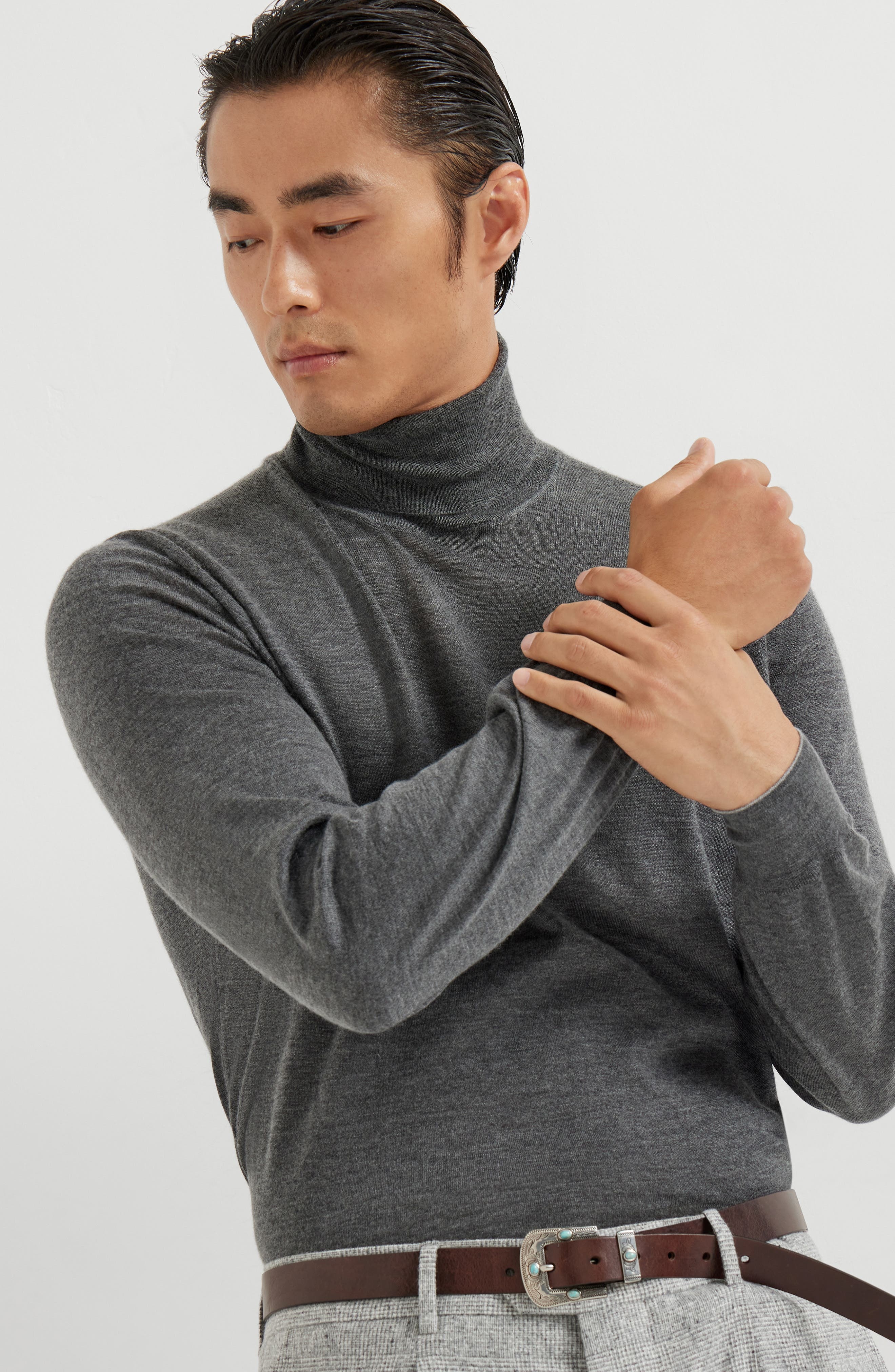 Brunello Cucinelli Cashmere and silk lightweight sweater in Lead at Nordstrom - 2
