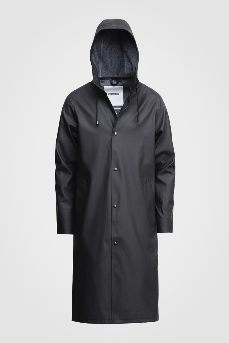 Stockholm Long Print Raincoat Black 1