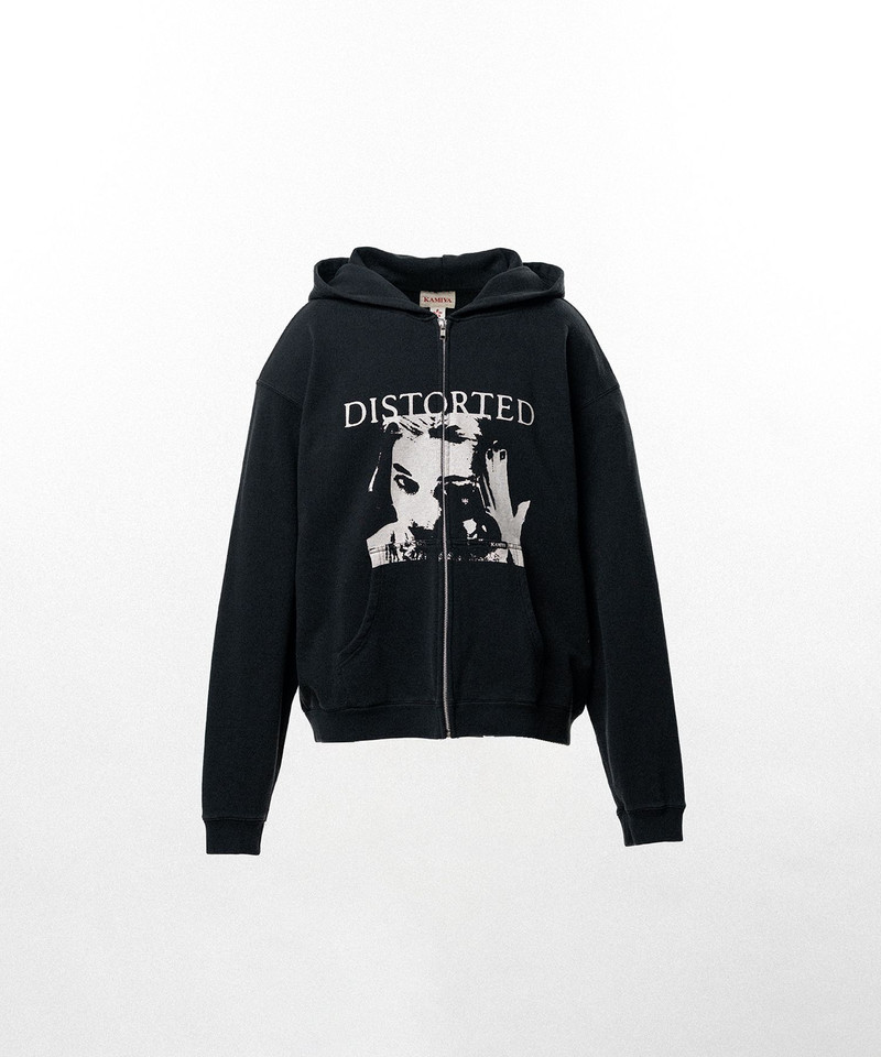 "DISTORTED Girl" Zip-up Hoodie 15