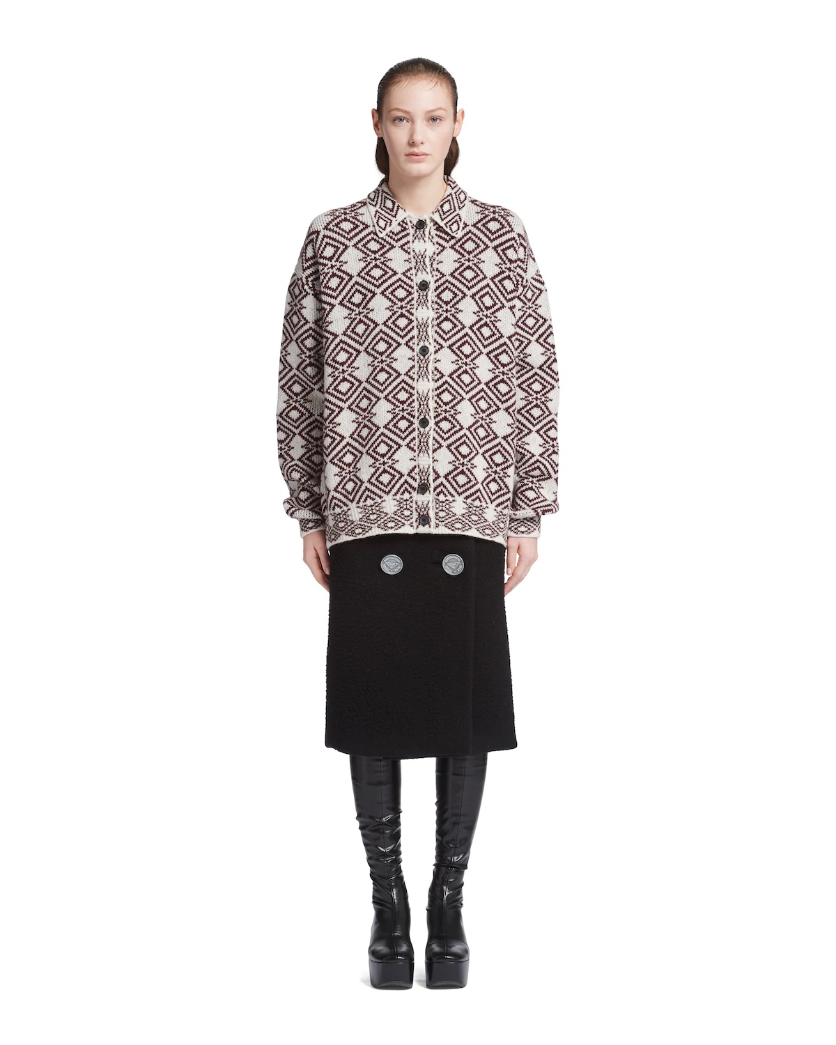 Oversized jacquard Shetland wool cardigan - 2