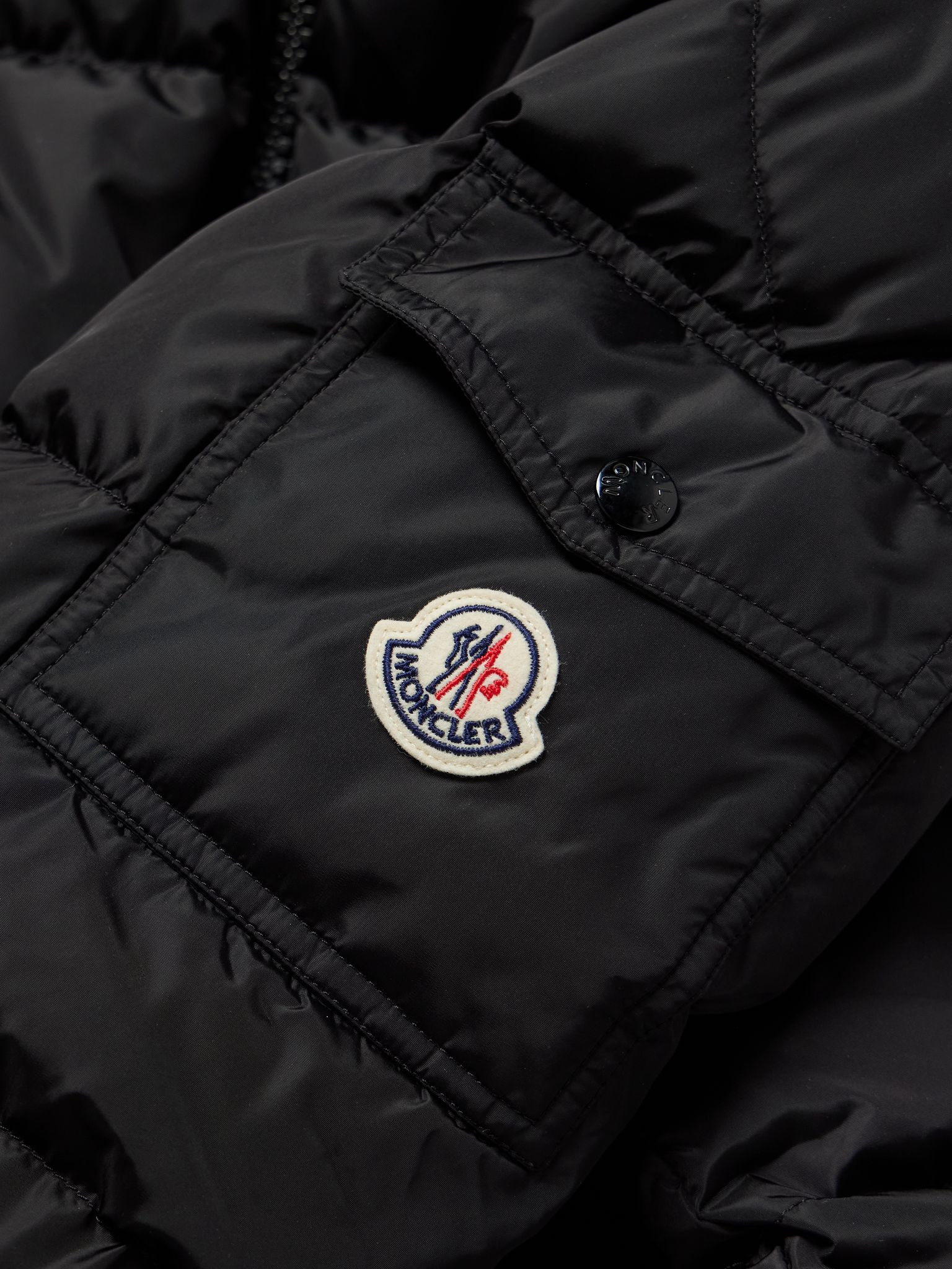 Maya Logo-Appliquéd Quilted Shell Hooded Down Jacket Black - 4