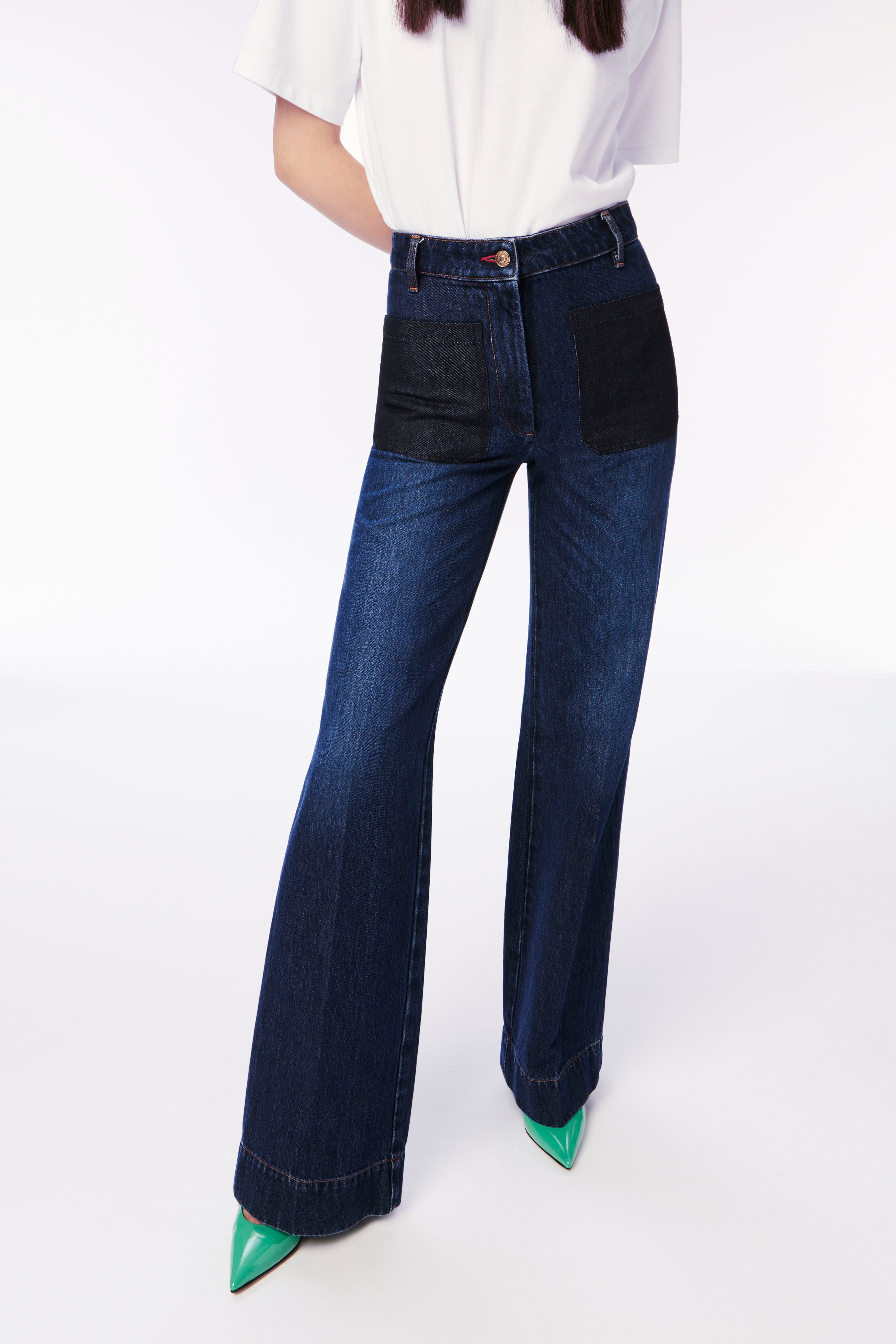 Alina High Waisted Patch Pocket Jean in Dark Wash - 4