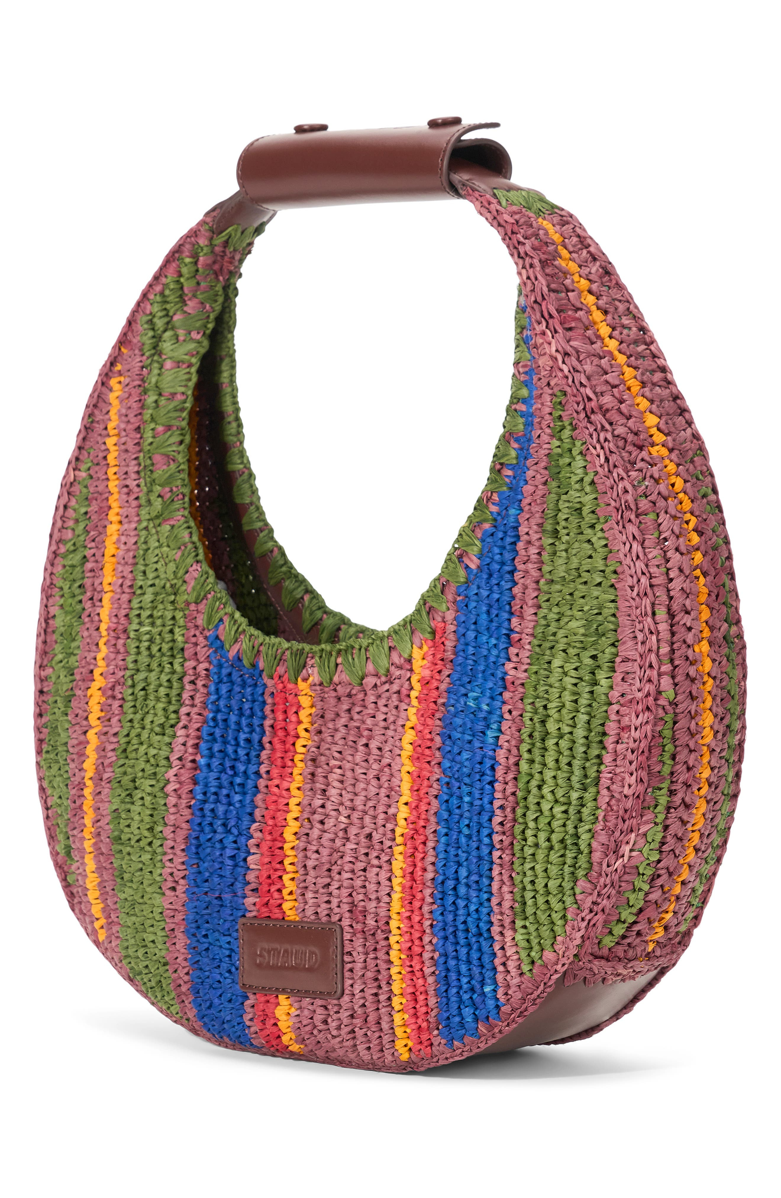 STAUD Moon Crocheted Raffia Bag in Jungle Stripe Raffia at Nordstrom - 4
