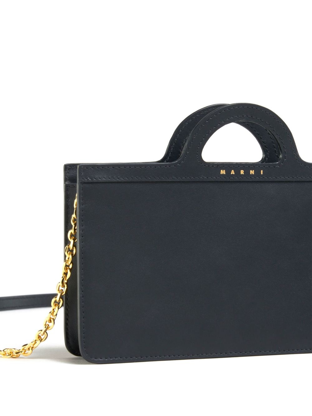 chain-link strap leather bag - 5