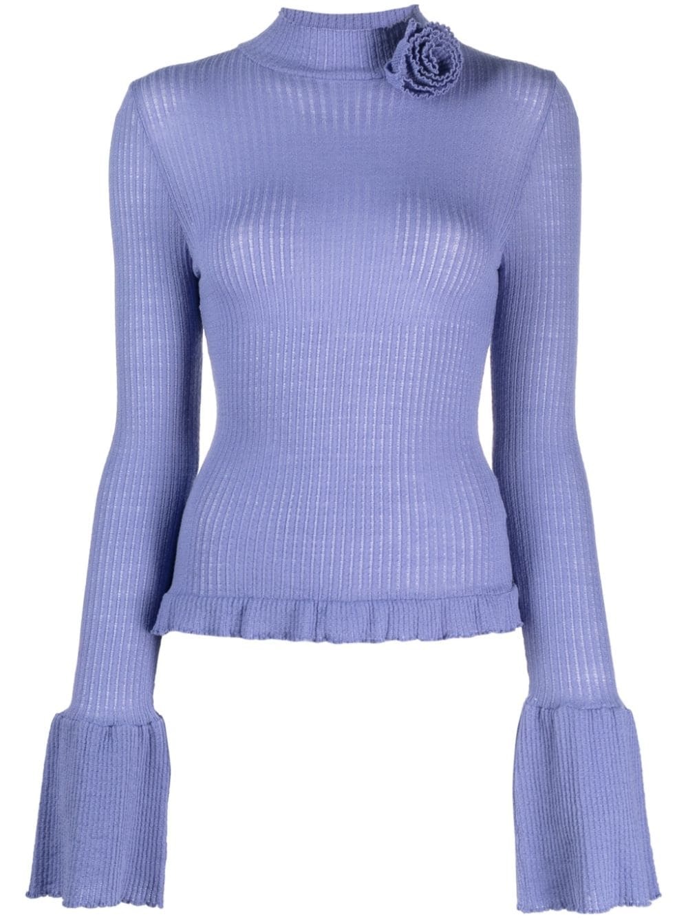 ruffle-detailing ribbed-knit jumper - 1