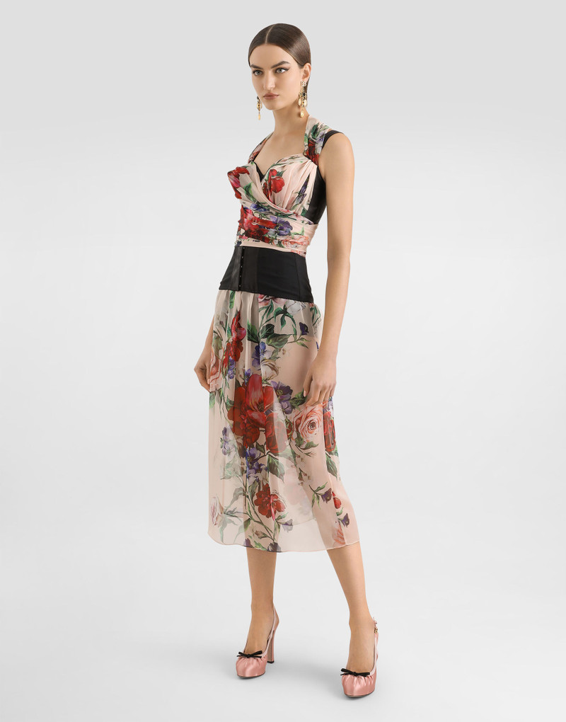 Dolce & Gabbana Marquisette and chiffon corset top with floral print outlook