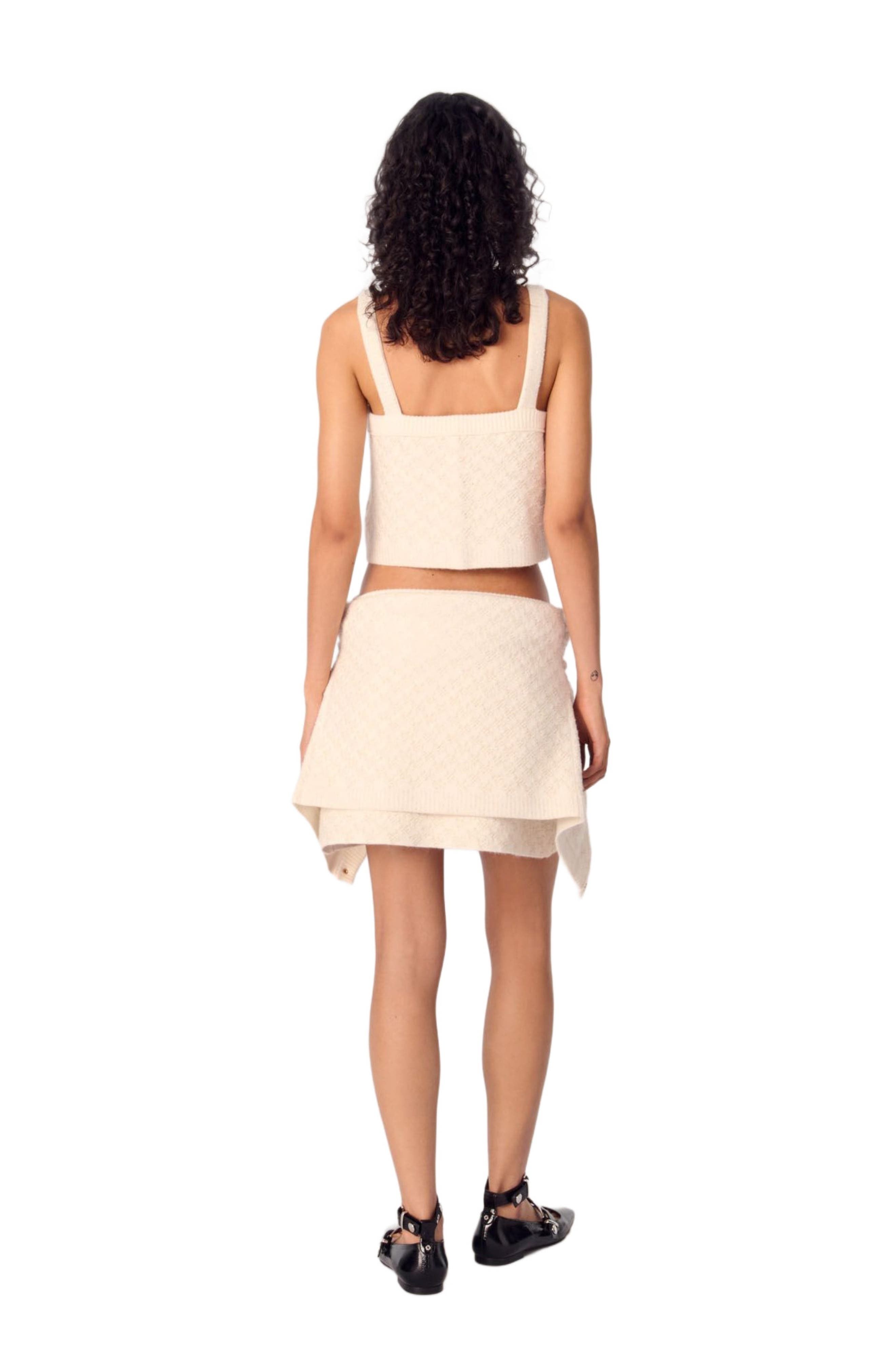 maje Tweed-effect knit crop top in Ecru at Nordstrom - 2
