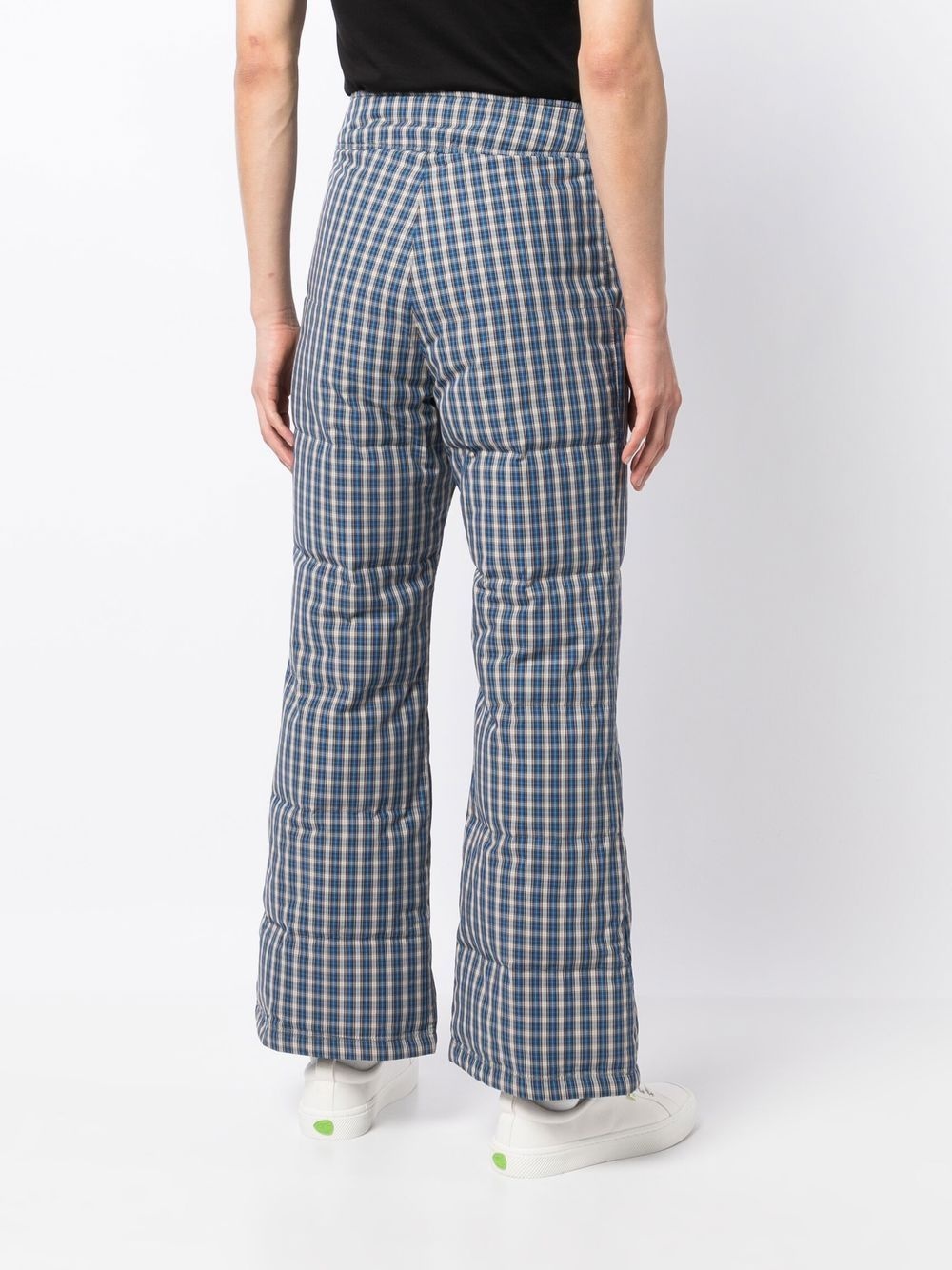 wide-leg checked trousers - 4