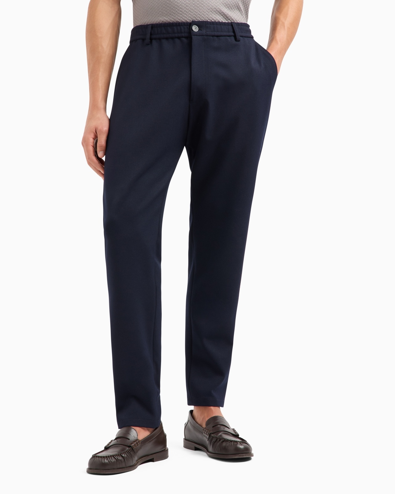 STRETCH TECHNICAL GABARDINE ELASTICATED-WAIST TROUSERS - 2