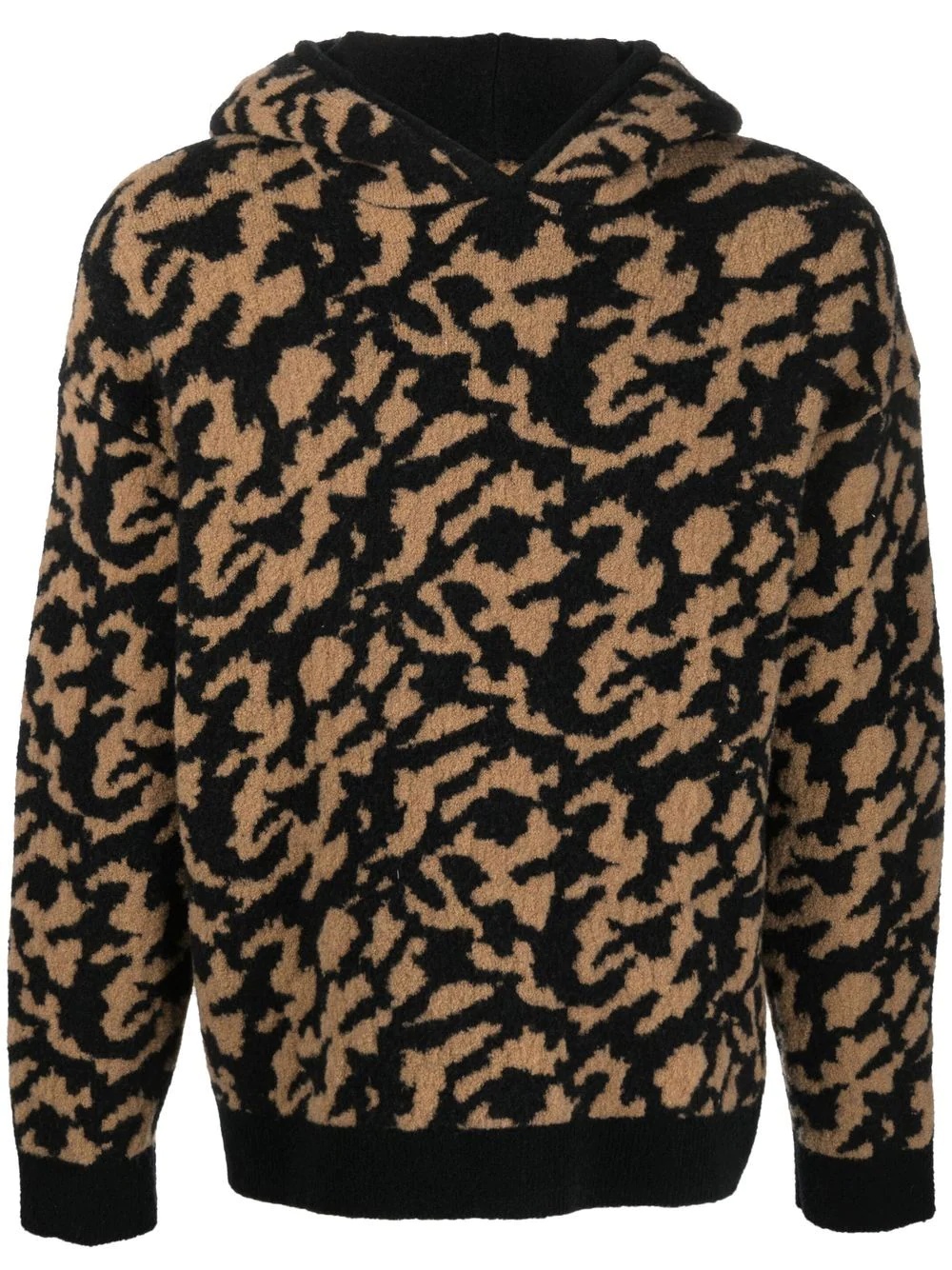 animal-print knitted hoodie - 1