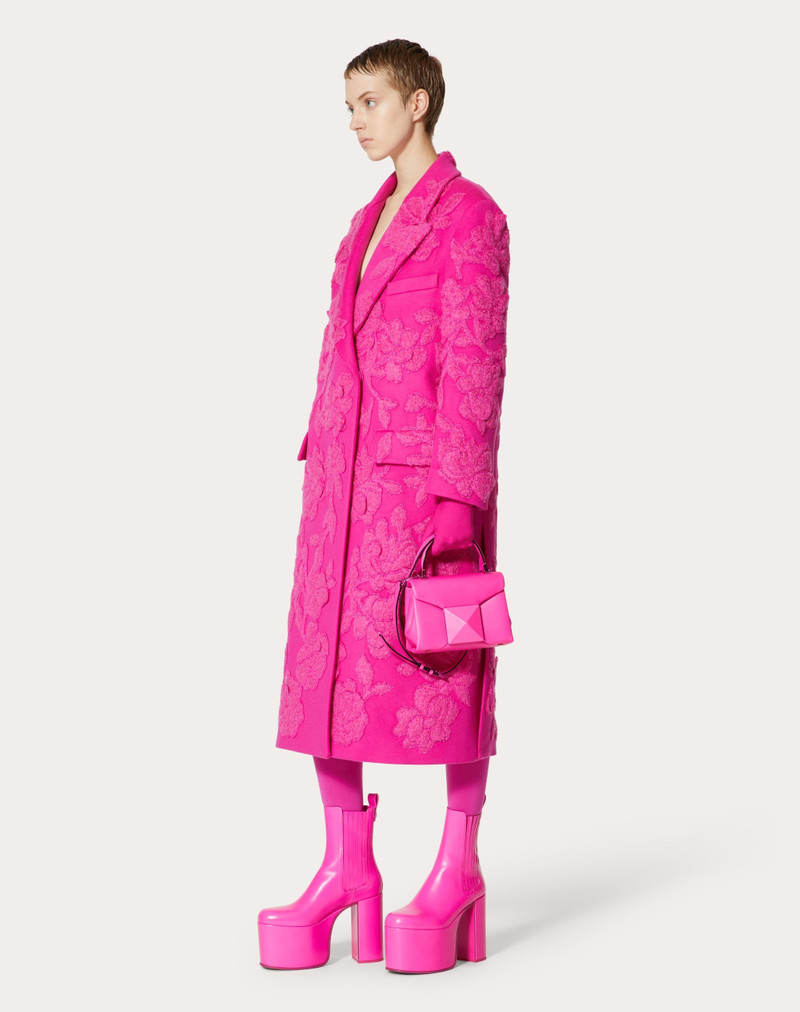 Valentino COMPACT DRAP COAT WITH FLORAL EMBROIDERY outlook