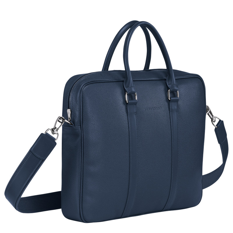 Le Foulonné S Briefcase Navy - Leather 3