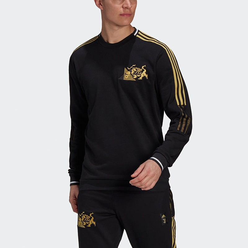 adidas adidas Juve Cny Cr Swt Football Sports Embroidery Crew Neck Men's Black GK8599 outlook