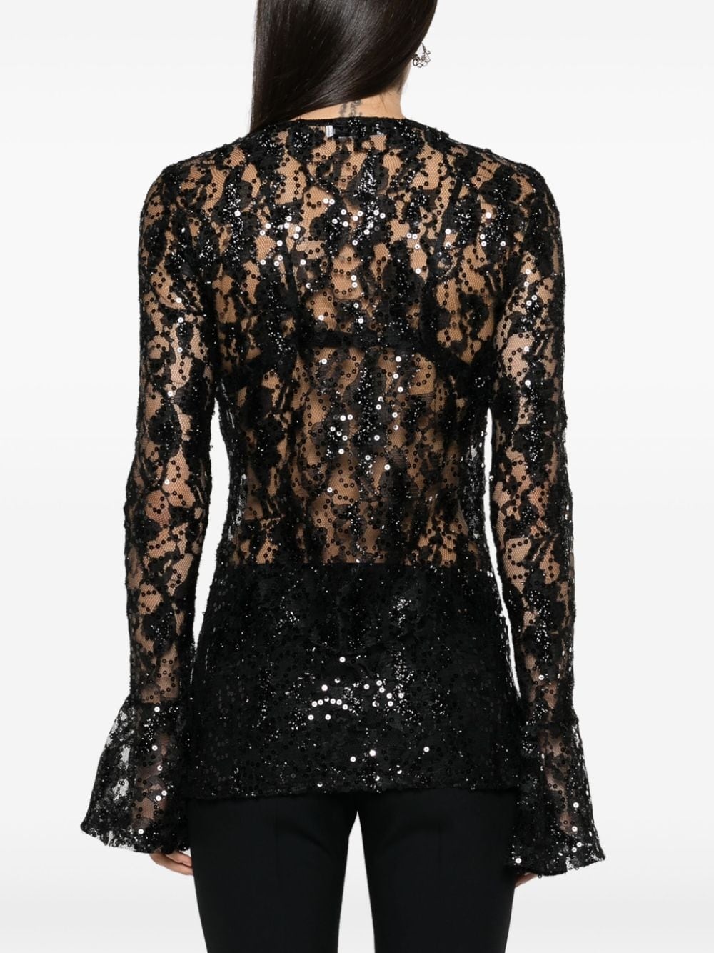 sequinned sheer-lace top - 4