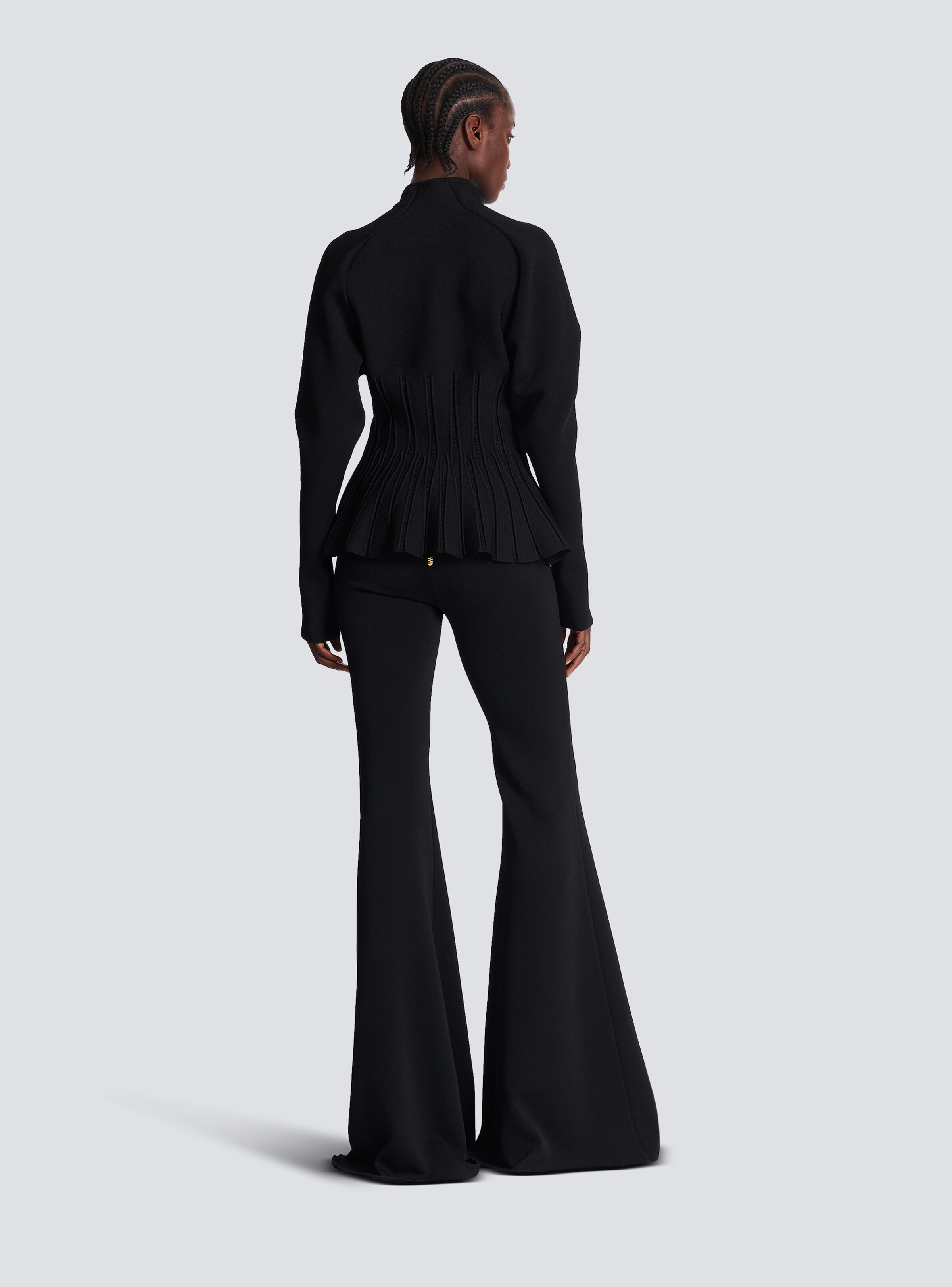 Ribbed knit peplum cardigan - 4