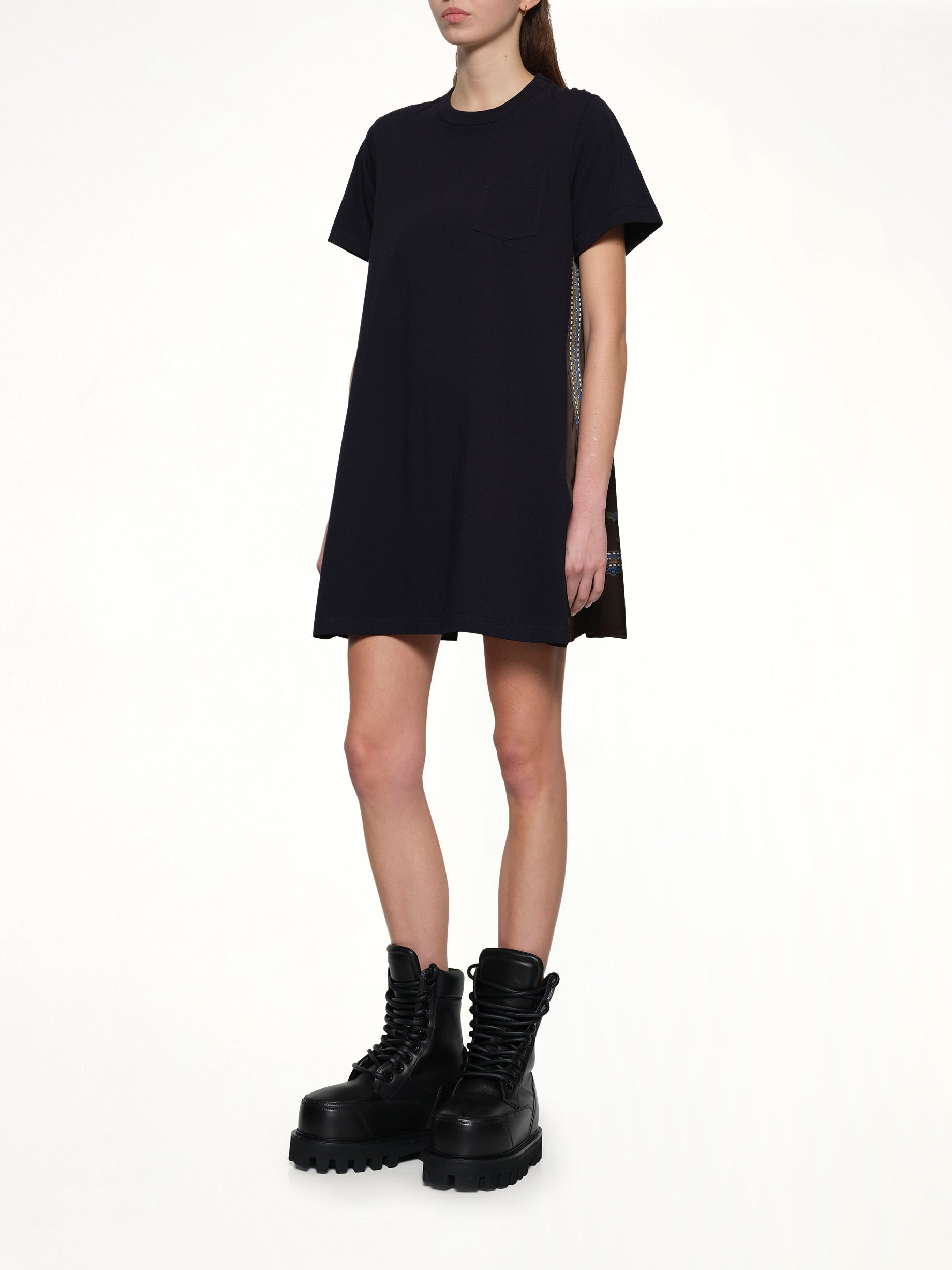 Paisley Print x Cotton Jersey Dress in Navy/Khaki - 4
