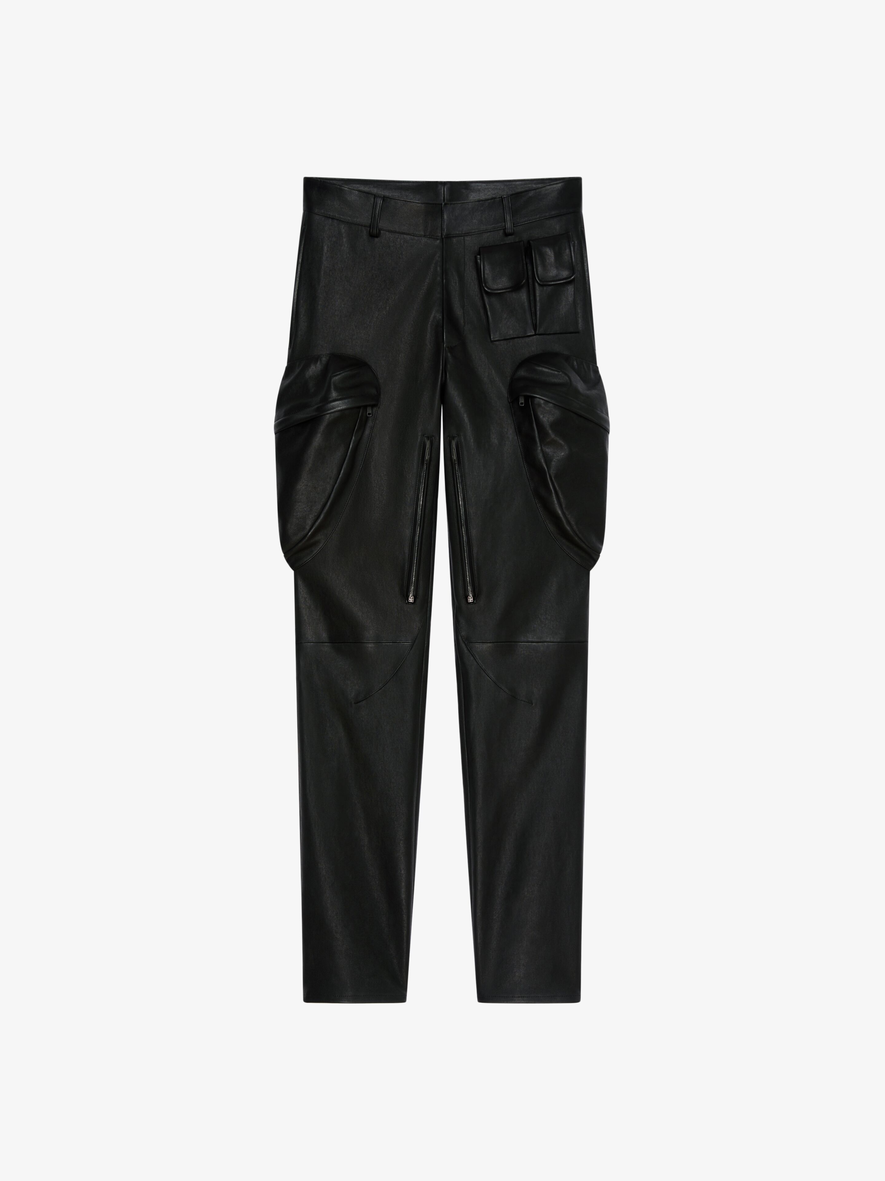 SLIM FIT CARGO PANTS IN LEATHER - 1