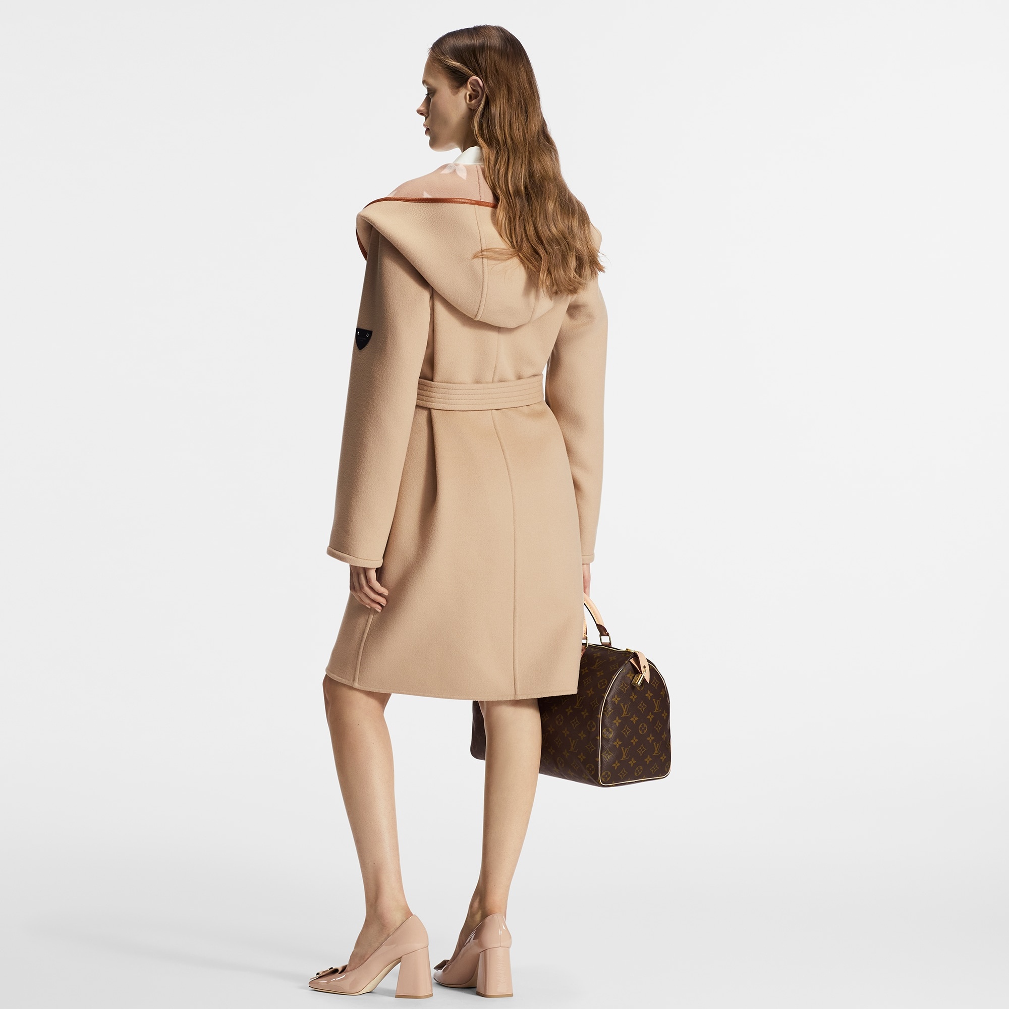 Belted Double Face Hooded Wrap Coat - 2
