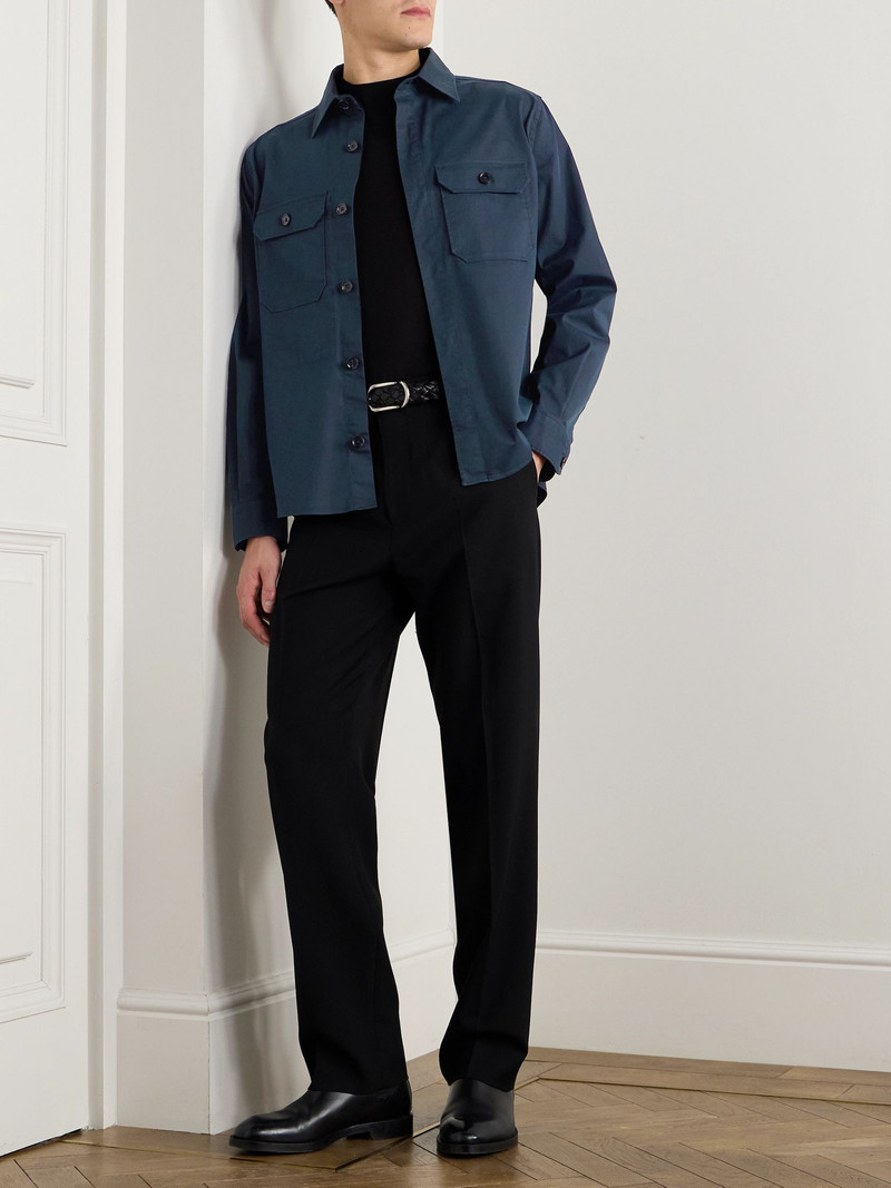 ZEGNA Cotton-Blend Twill Overshirt Blue outlook