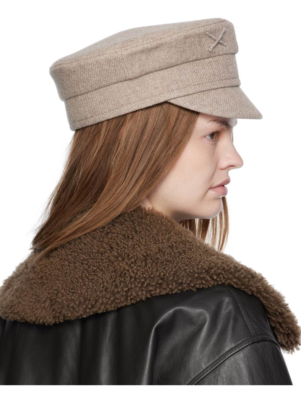 Beige Logo-Embellished Baker Boy Cap - 3