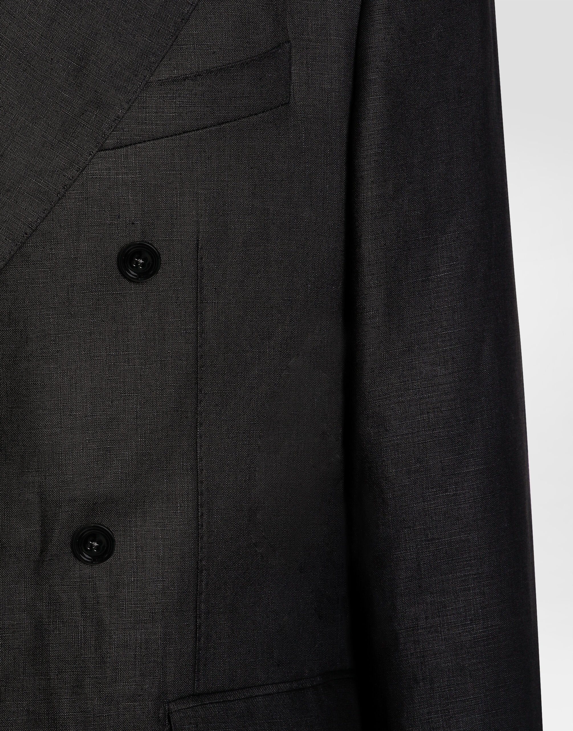 Double-breasted linen fabric jacket - 6