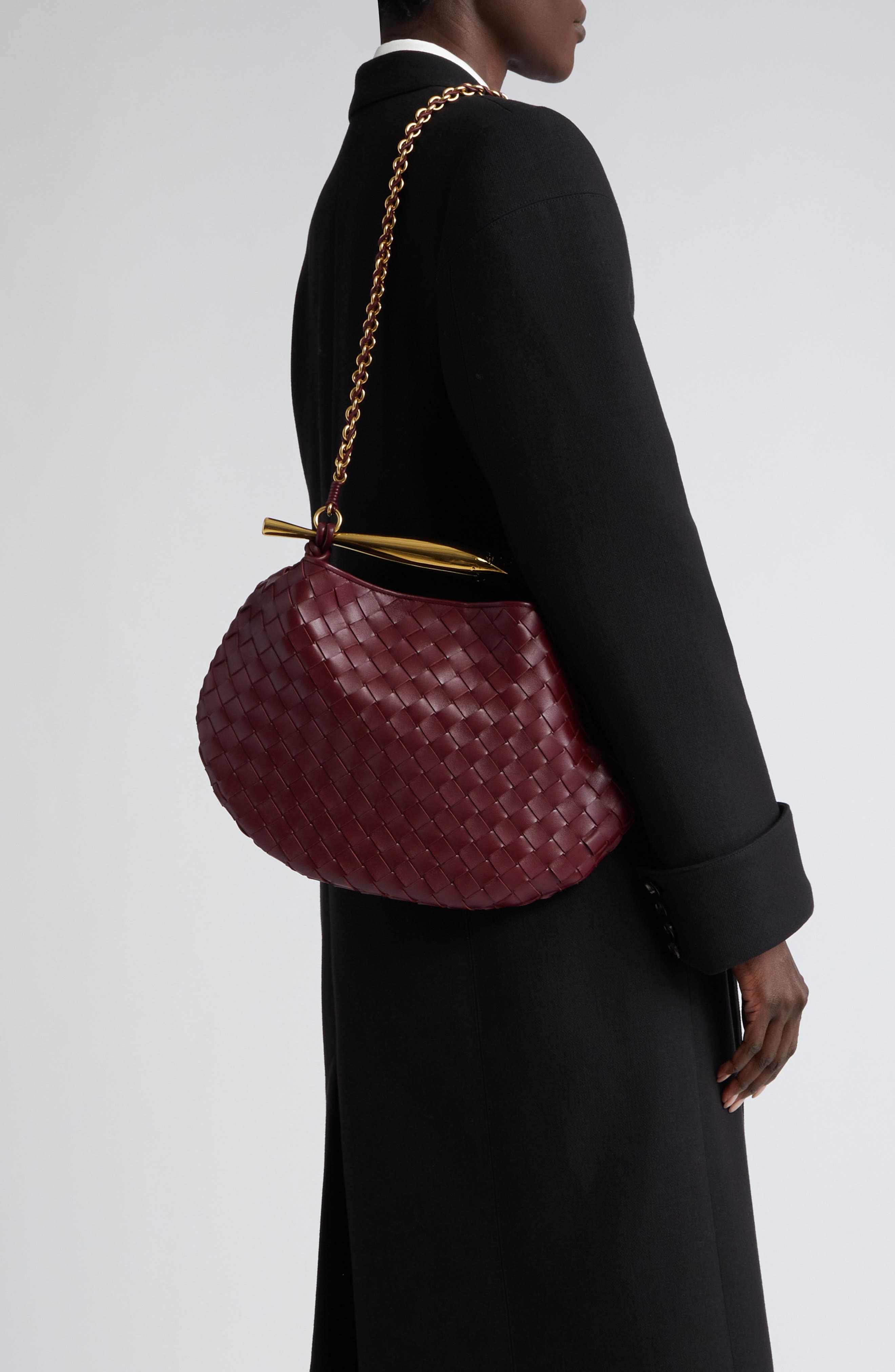 Bottega Veneta Small Sardine Intrecciato Leather Top Handle Bag in Barolo/Brass at Nordstrom - 2