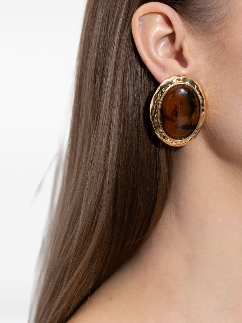 self-portrait tortoiseshell round-shape earrings outlook