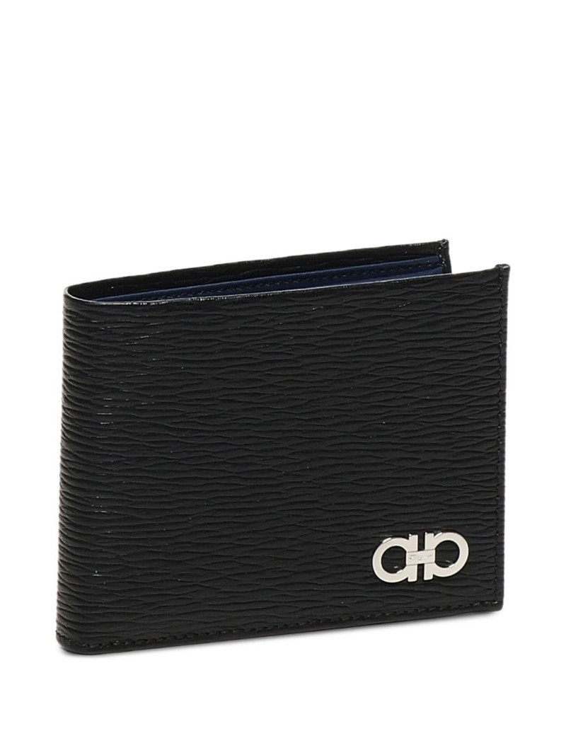 logo-plaque textured-leather wallet - 1