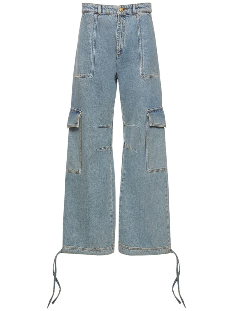 Wide denim cargo jeans - 1