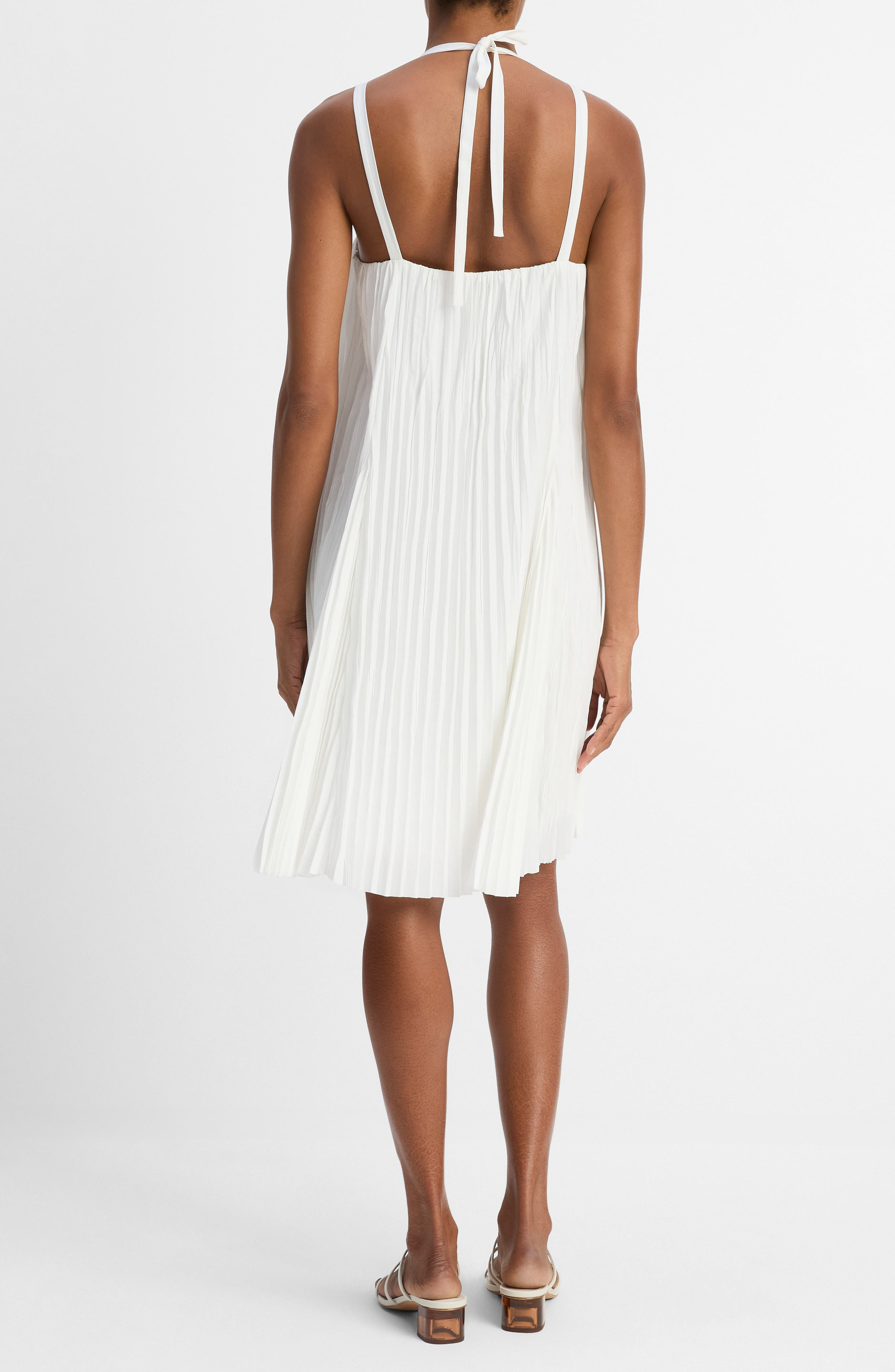Vince Pleated A-Line Halter Dress in Off White at Nordstrom - 2