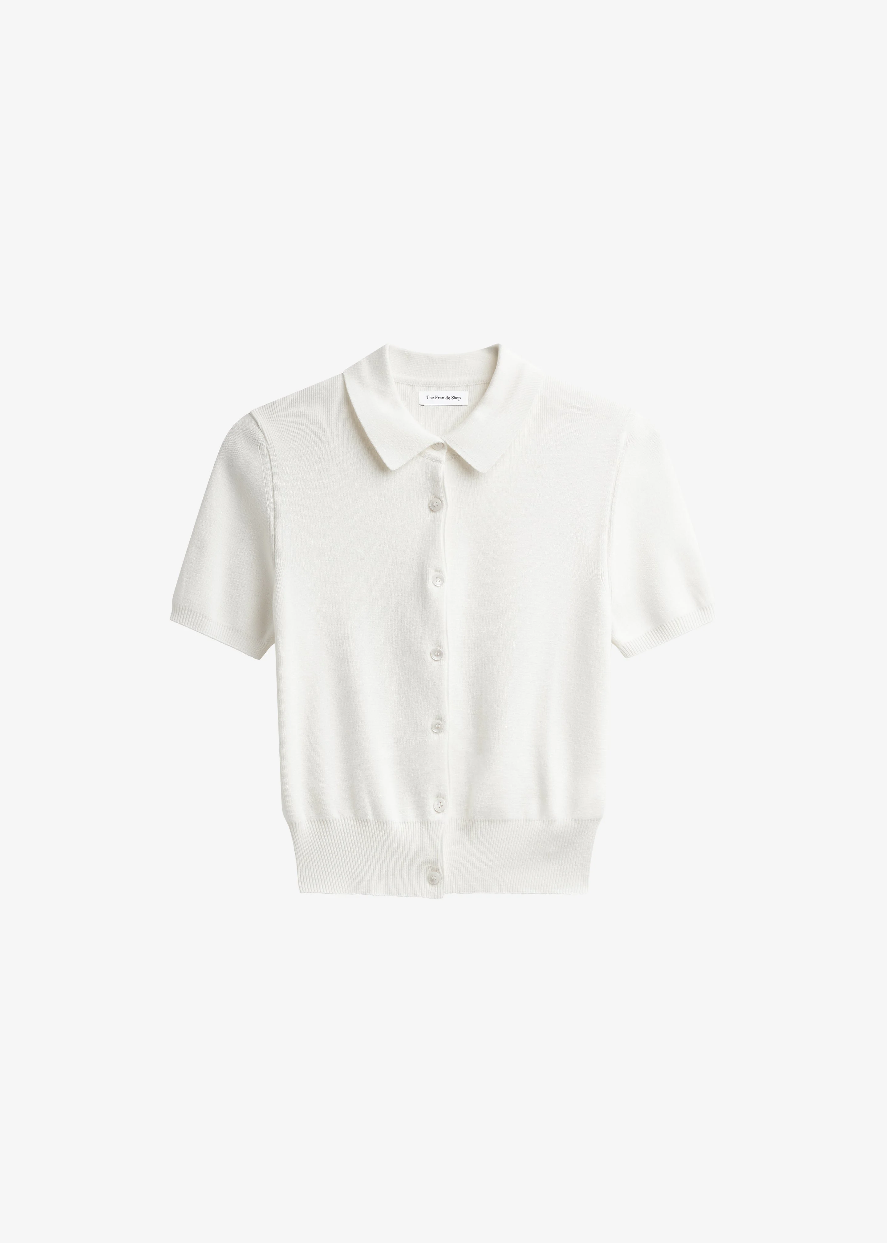 Amelot Knit Short Sleeve Cardigan - White - 1