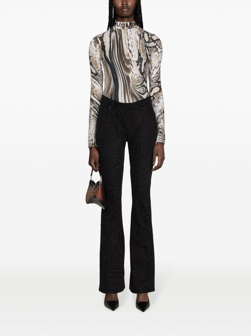 MUGLER Warped Snakeskin-print mid-rise flared jeans outlook