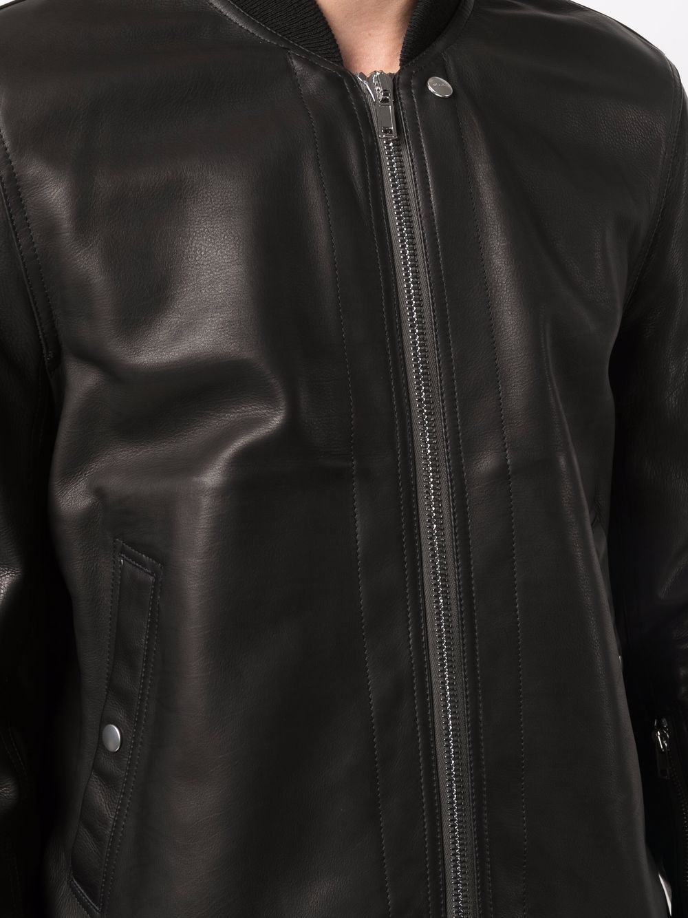 zipped leather jacket - 5