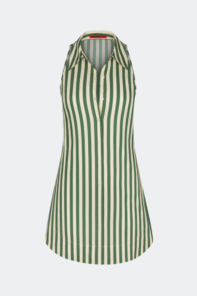 Loch Sleeveless Mini Dress in Gummy Green/Ecru 1