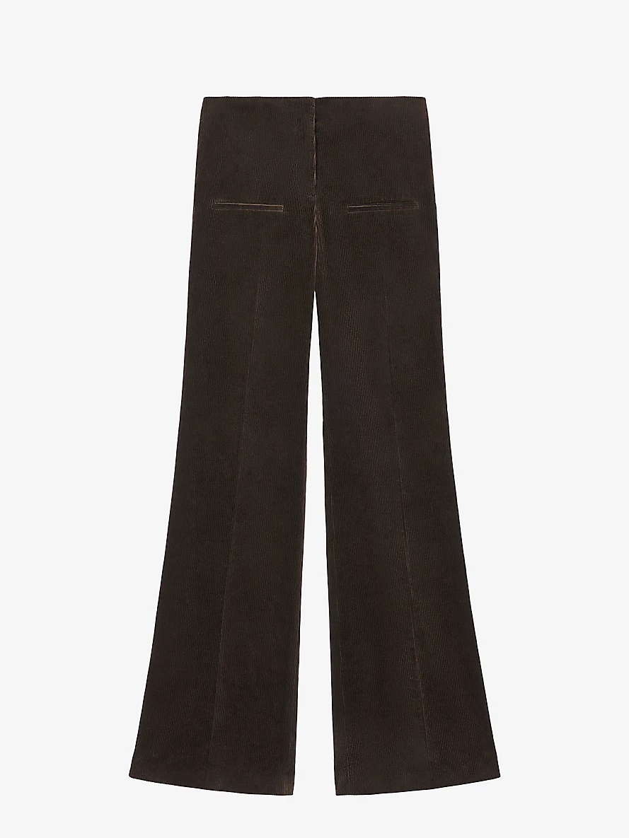 Flared-leg mid-rise cotton-corduroy trousers - 1