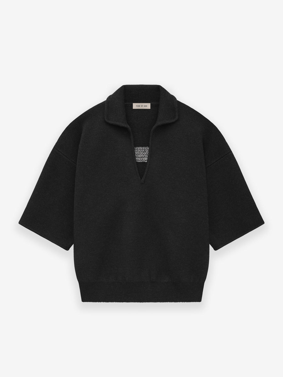 Wool 3/4 Sleeve Polo Sweater - 2